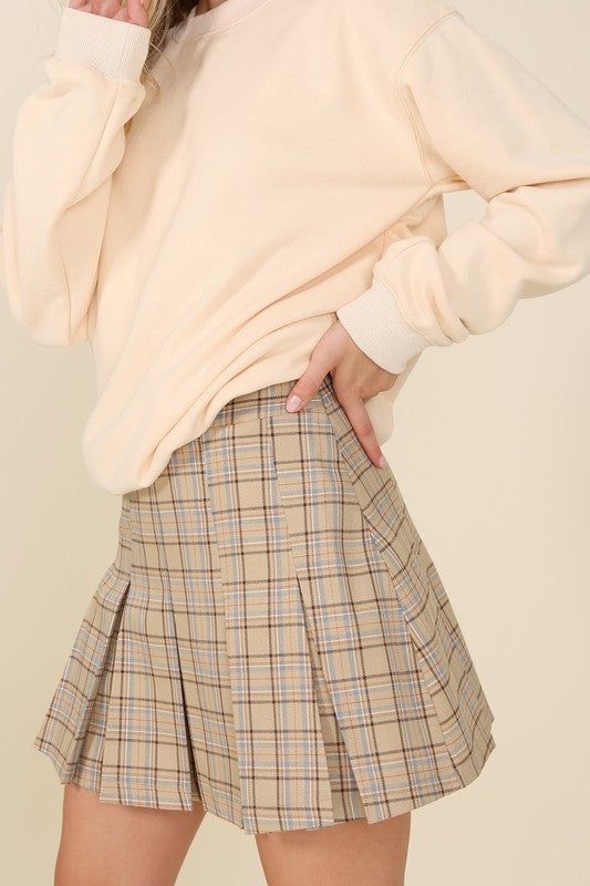 Lilou Plaid pleated mini skirt us.meeeshop - Skirts