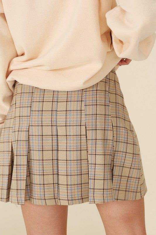 Lilou Plaid pleated mini skirt us.meeeshop - 