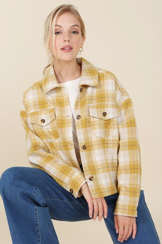 Lilou Plaid short shacket with pockets us.meeeshop - Shirts & Tops