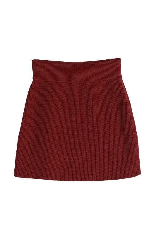 Lilou | Ribbed knit crop top and skirt set us.meeeshop - 