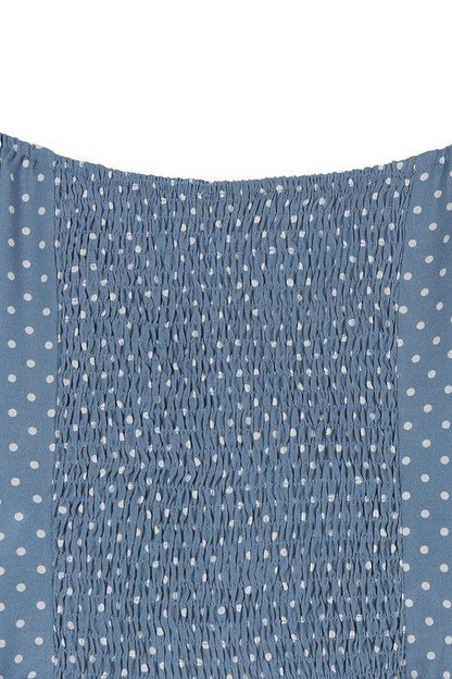 Lilou | Ruched polka dot crop top with puff sleeves us.meeeshop - 