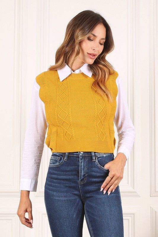 Lilou Ruffle sweater vest us.meeeshop - Shirts & Tops