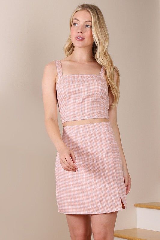 Lilou SL pattern crop top & skirt set us.meeeshop - 