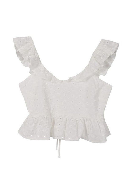 Lilou | SL ruffled top with flare in White us.meeeshop - 