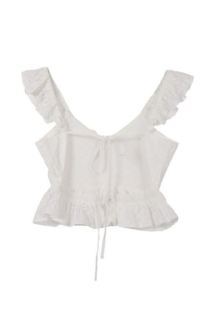 Lilou | SL ruffled top with flare in White us.meeeshop - 