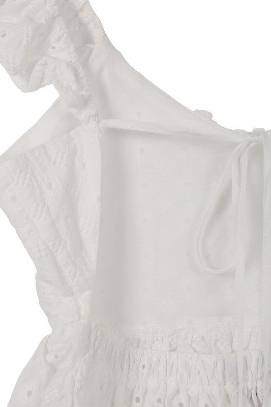 Lilou | SL ruffled top with flare in White us.meeeshop - 