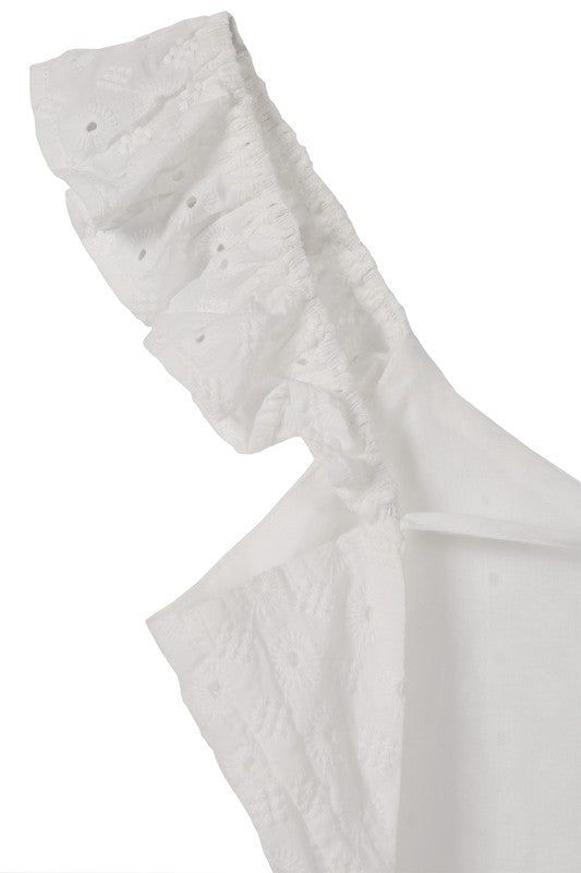 Lilou | SL ruffled top with flare in White us.meeeshop - 