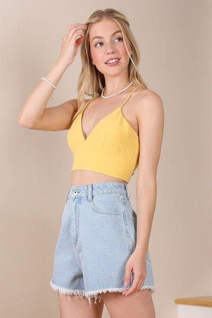 Lilou | SL yellow crop tank top us.meeeshop - 