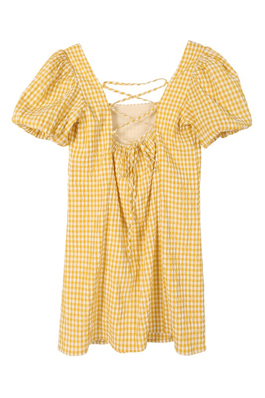 Lilou | SS back strap dress - gingham | us.meeeshop