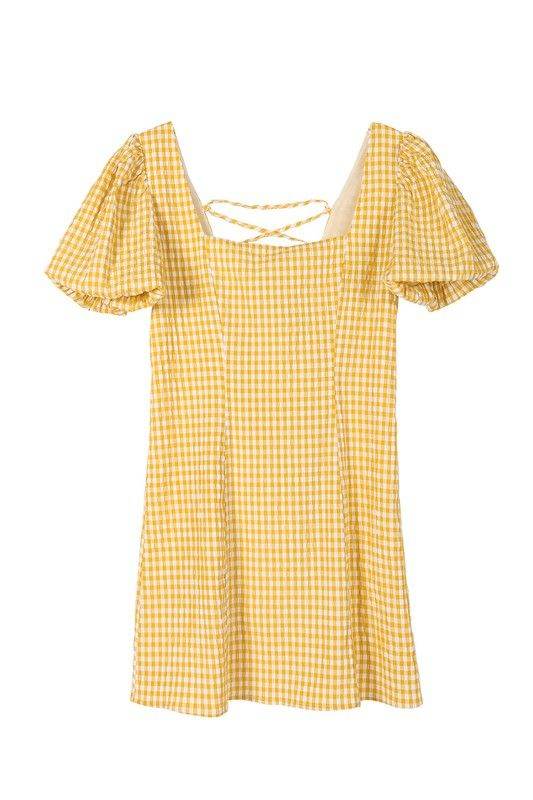 Lilou | SS back strap dress - gingham us.meeeshop - 