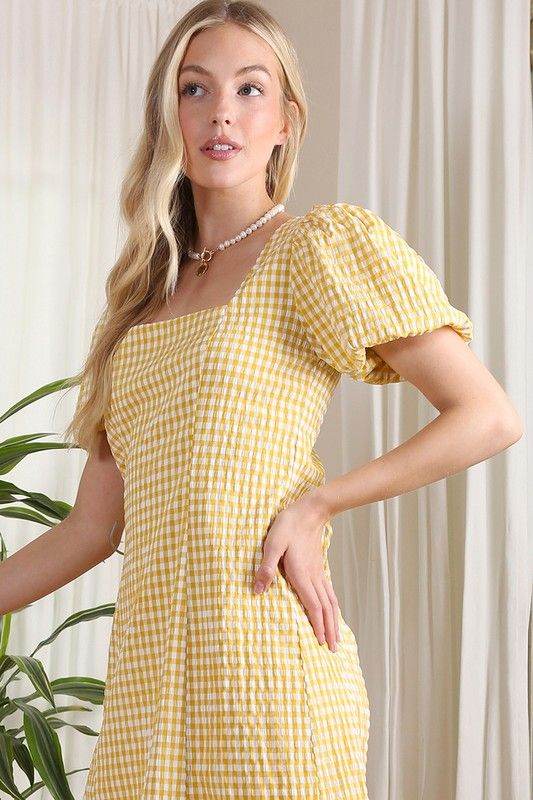 Lilou | SS back strap dress - gingham us.meeeshop - 