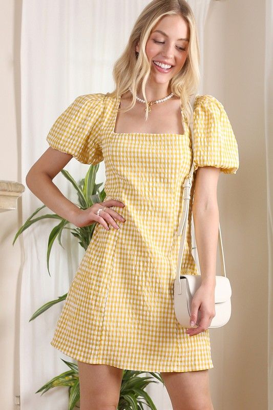 Lilou | SS back strap dress - gingham us.meeeshop - Dresses