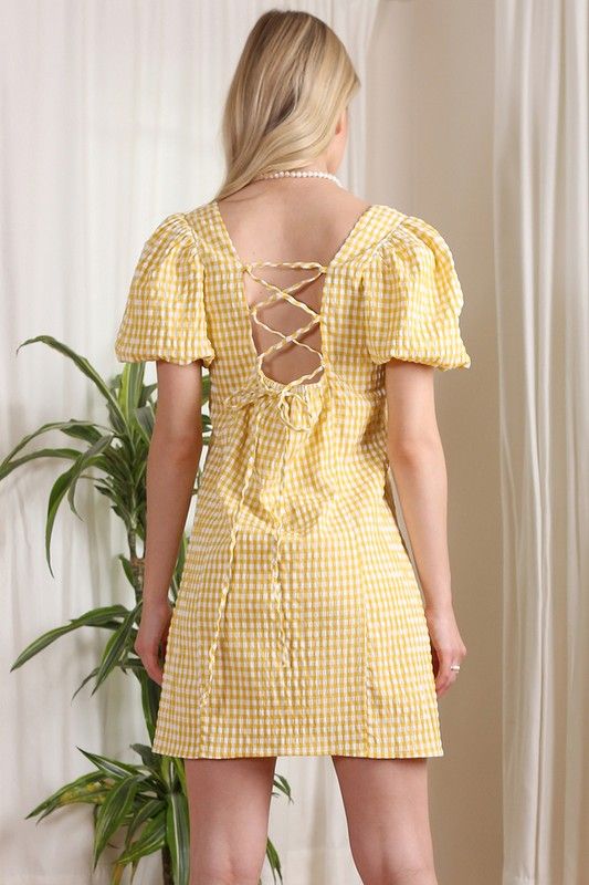 Lilou | SS back strap dress - gingham us.meeeshop - 