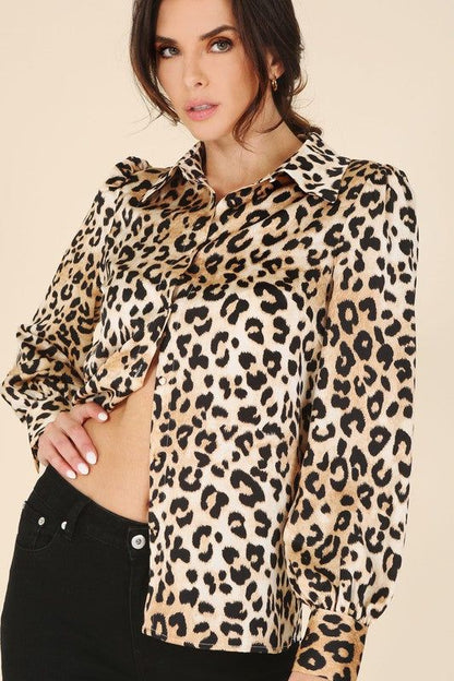 Lilou Satin leopard blouse us.meeeshop - 