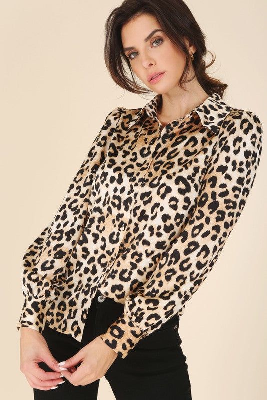 Lilou Satin leopard blouse us.meeeshop - Shirts & Tops