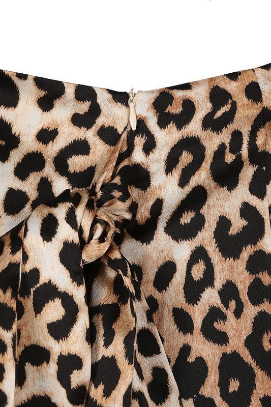 Lilou | Satin leopard tie skirt us.meeeshop - 