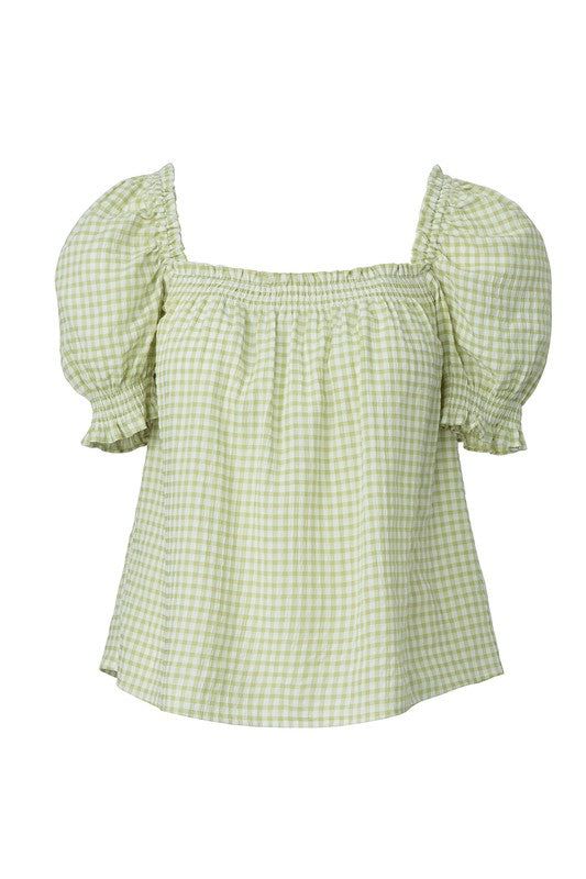 Lilou | Smocked blouse with puff sleeve - us.meeeshop