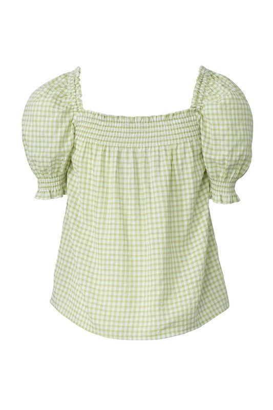 Lilou | Smocked blouse with puff sleeve - us.meeeshop