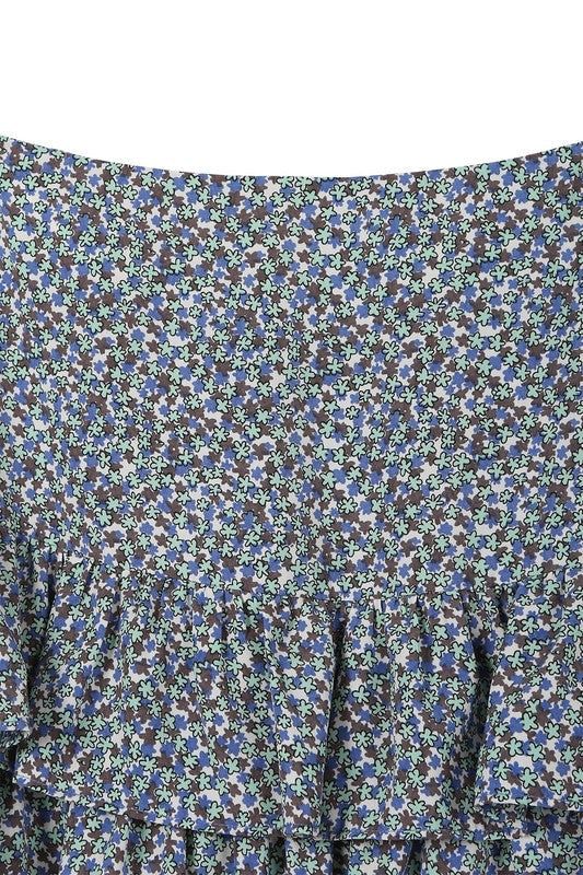 Lilou | Tierd floral skirt In Blue us.meeeshop - 