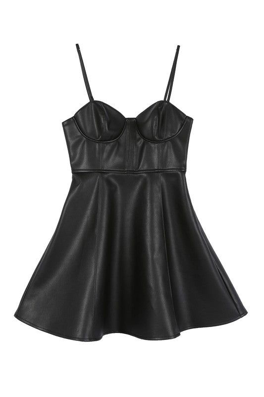 Lilou | Vegan leather bustier mini dress us.meeeshop - 