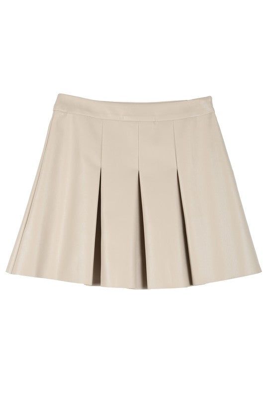 Lilou Vegan leather pleated mini skirt us.meeeshop - 