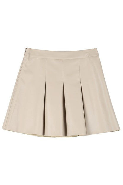 Lilou Vegan leather pleated mini skirt us.meeeshop - 