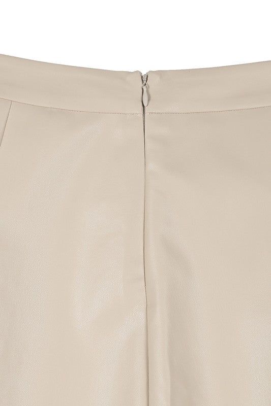 Lilou Vegan leather pleated mini skirt us.meeeshop - 