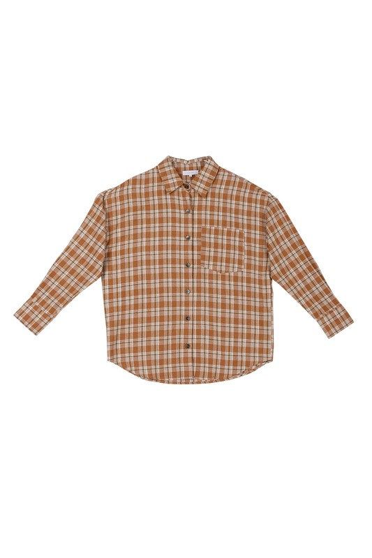 Women's Lilou Autumn beige plaid shirts - us.meeeshop