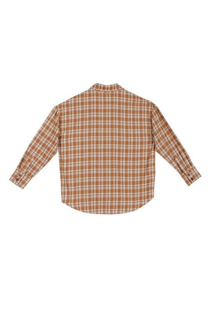 Women's Lilou Autumn beige plaid shirts - us.meeeshop