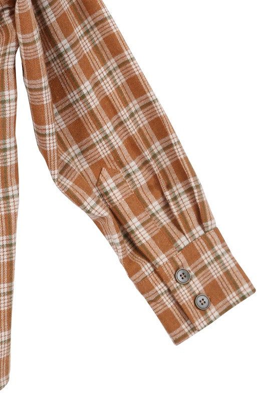 Women's Lilou Autumn beige plaid shirts - us.meeeshop