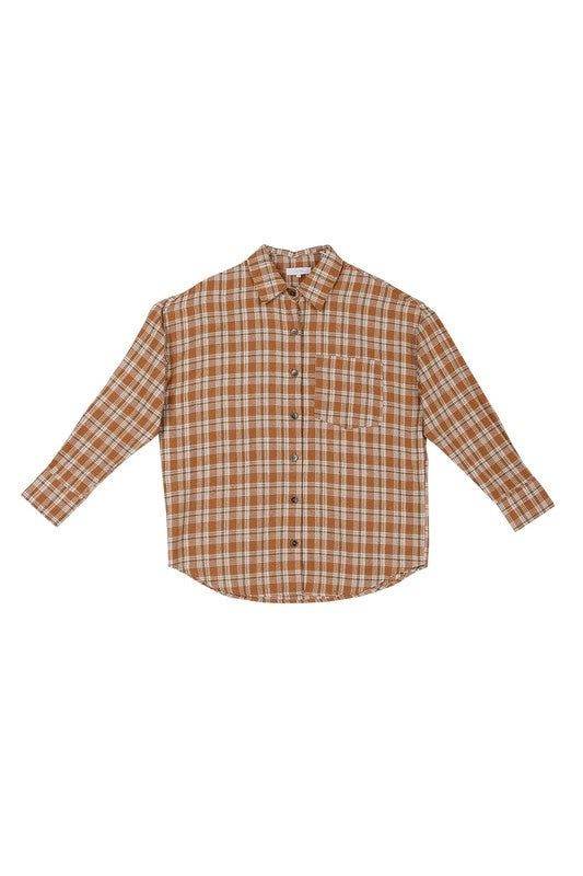 Lilou Autumn beige plaid shirts - us.meeeshop