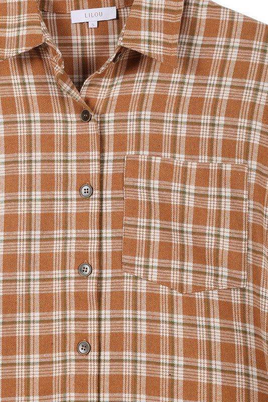 Lilou Autumn beige plaid shirts - us.meeeshop