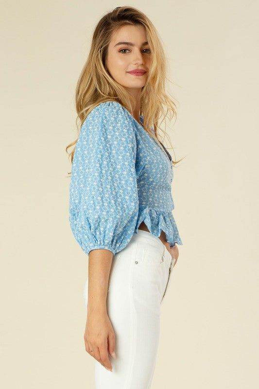 Lilou Bell sleeved peplum blouse - us.meeeshop