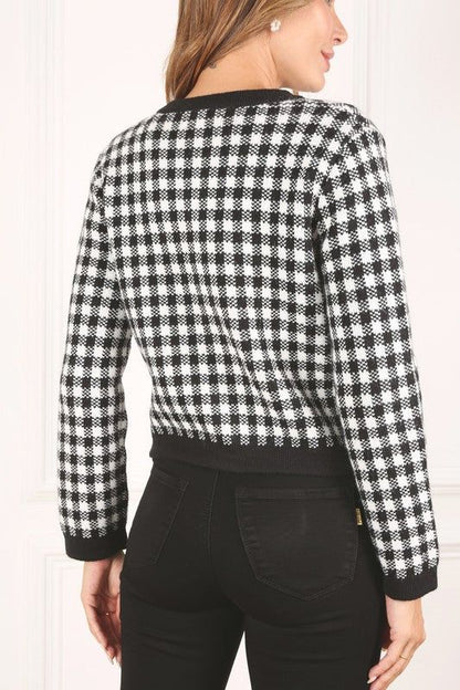 Lilou Black check knitted jacket - us.meeeshop