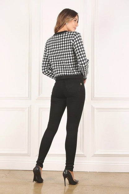 Lilou Black check knitted jacket - us.meeeshop