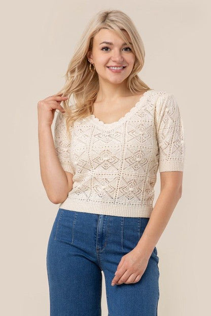 Women's Lilou Crochet knit top - us.meeeshop