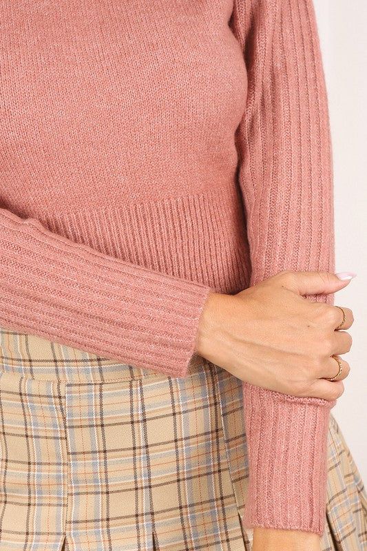 Lilou Crop mock neck sweater - us.meeeshop