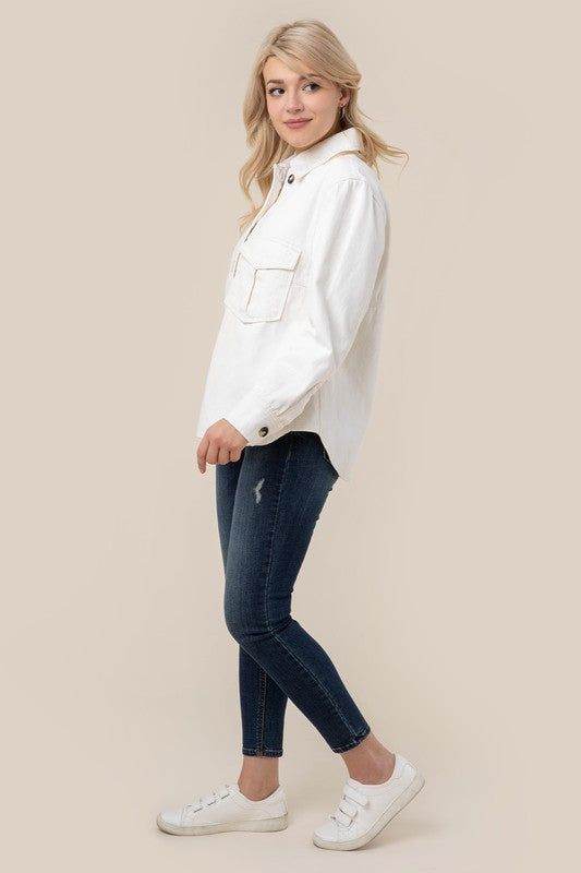 Lilou Denim shirt with pocket - us.meeeshop