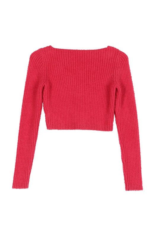 Lilou Fancy yarn crop cardigan - us.meeeshop