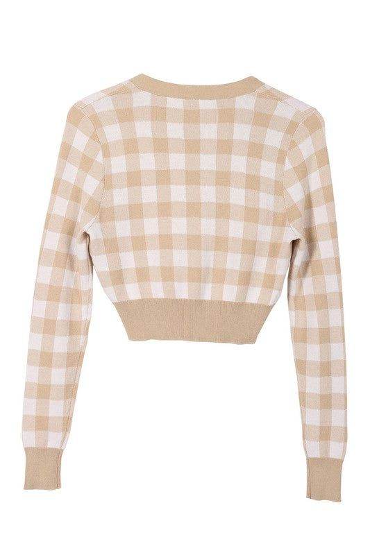 Lilou LS Gingham pattern cardigan - us.meeeshop