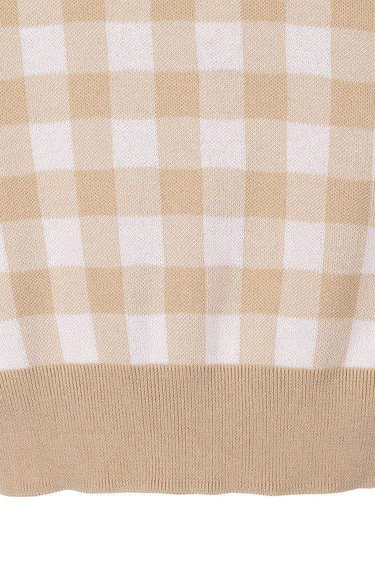 Lilou LS Gingham pattern cardigan - us.meeeshop