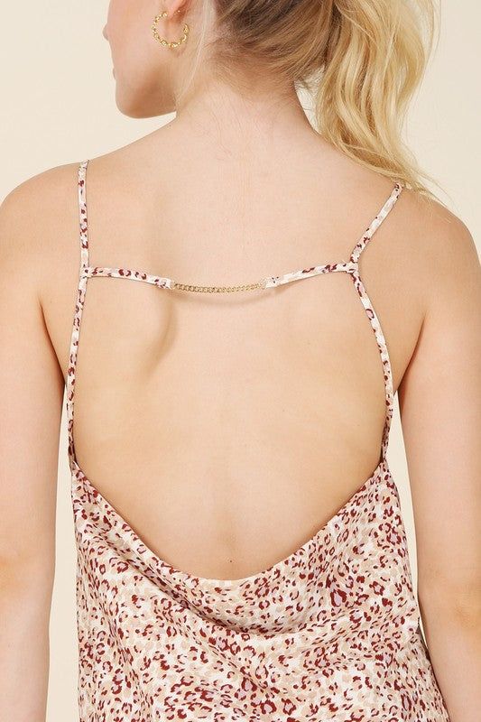 Lilou Leopard cami dress with chain trim - us.meeeshop