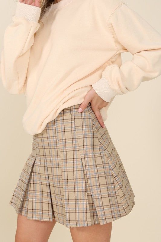 Lilou Plaid pleated mini skirt - us.meeeshop