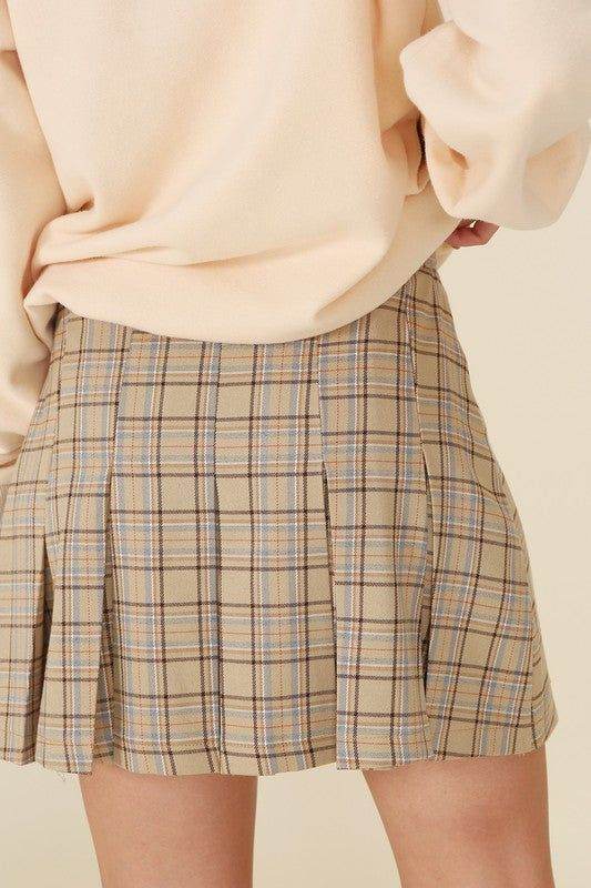 Lilou Plaid pleated mini skirt - us.meeeshop