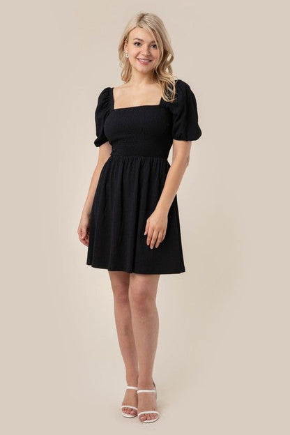 Women's Lilou Puff sleeved smocked dress - us.meeeshop