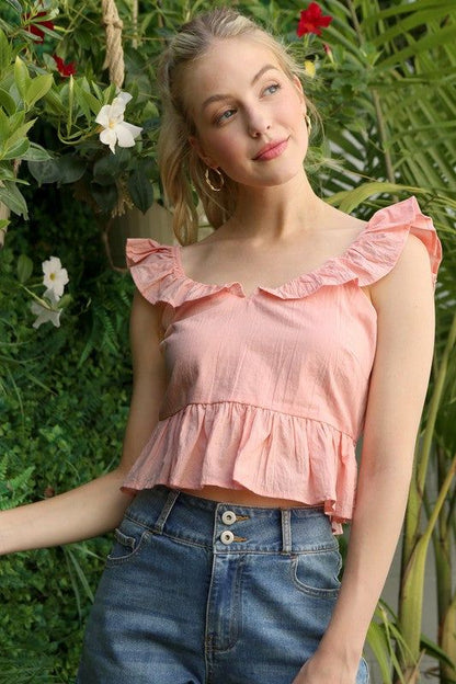 Lilou | SL ruffled top with flare in Pink | us.meeeshop