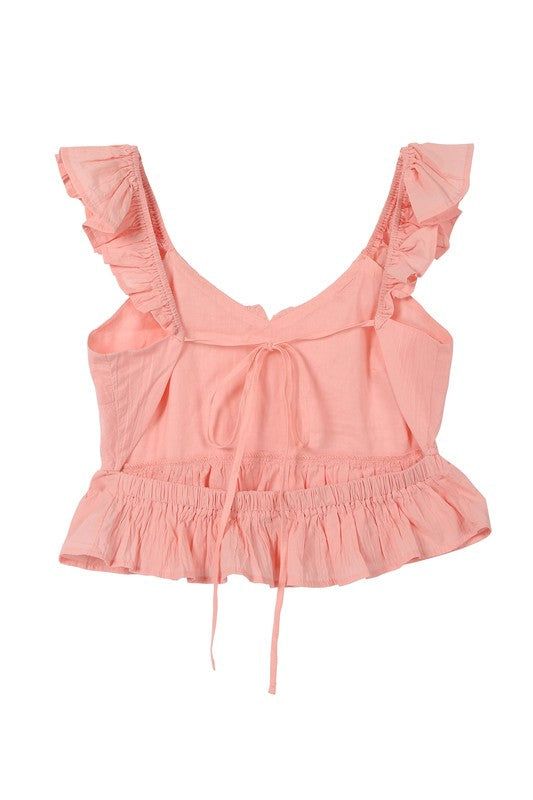 Lilou | SL ruffled top with flare in Pink | us.meeeshop