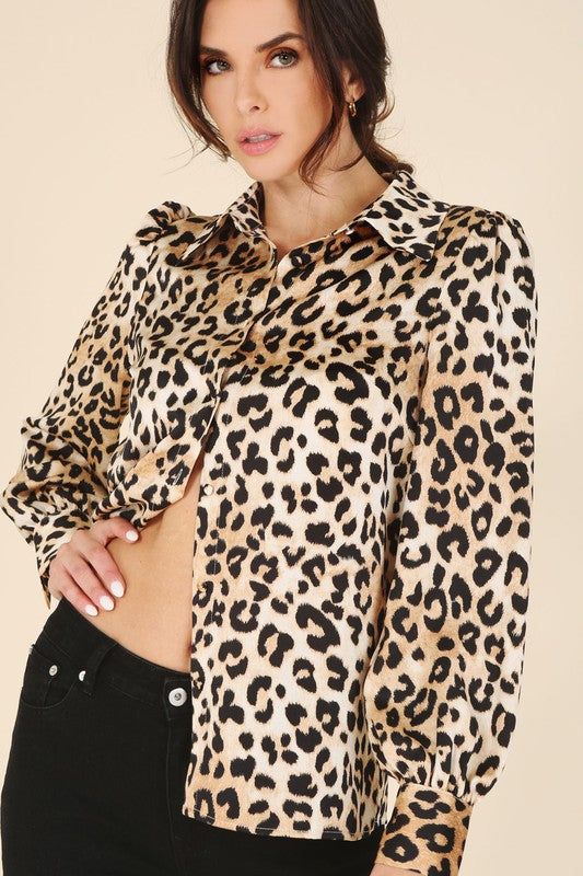 Lilou Satin leopard blouse - us.meeeshop