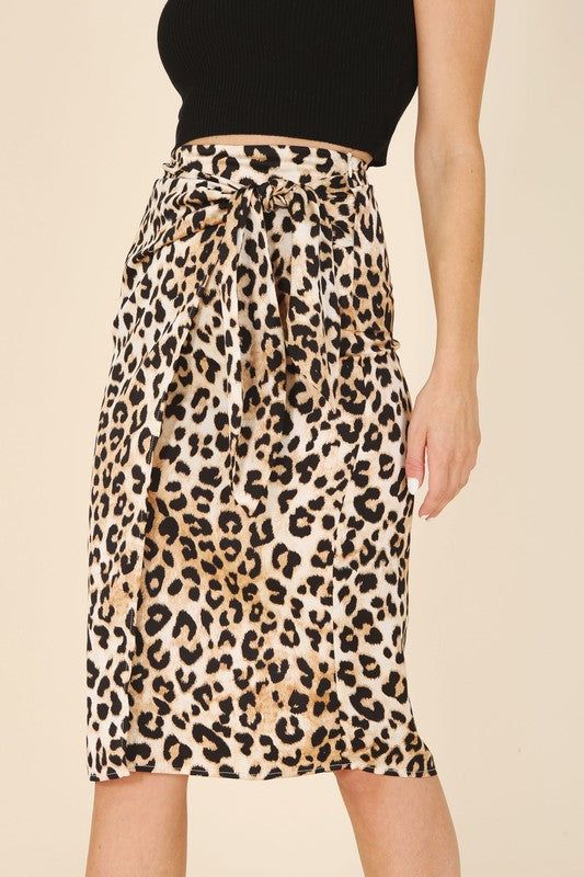 Lilou | Satin leopard tie skirt - us.meeeshop