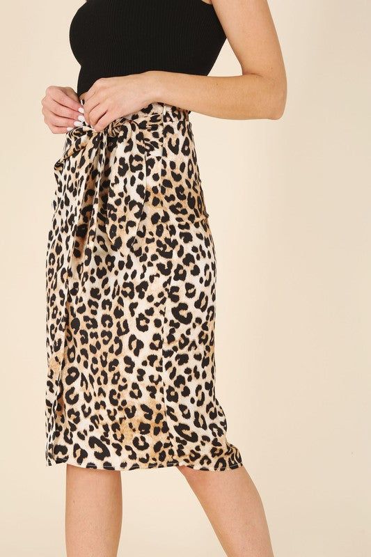 Lilou | Satin leopard tie skirt - us.meeeshop